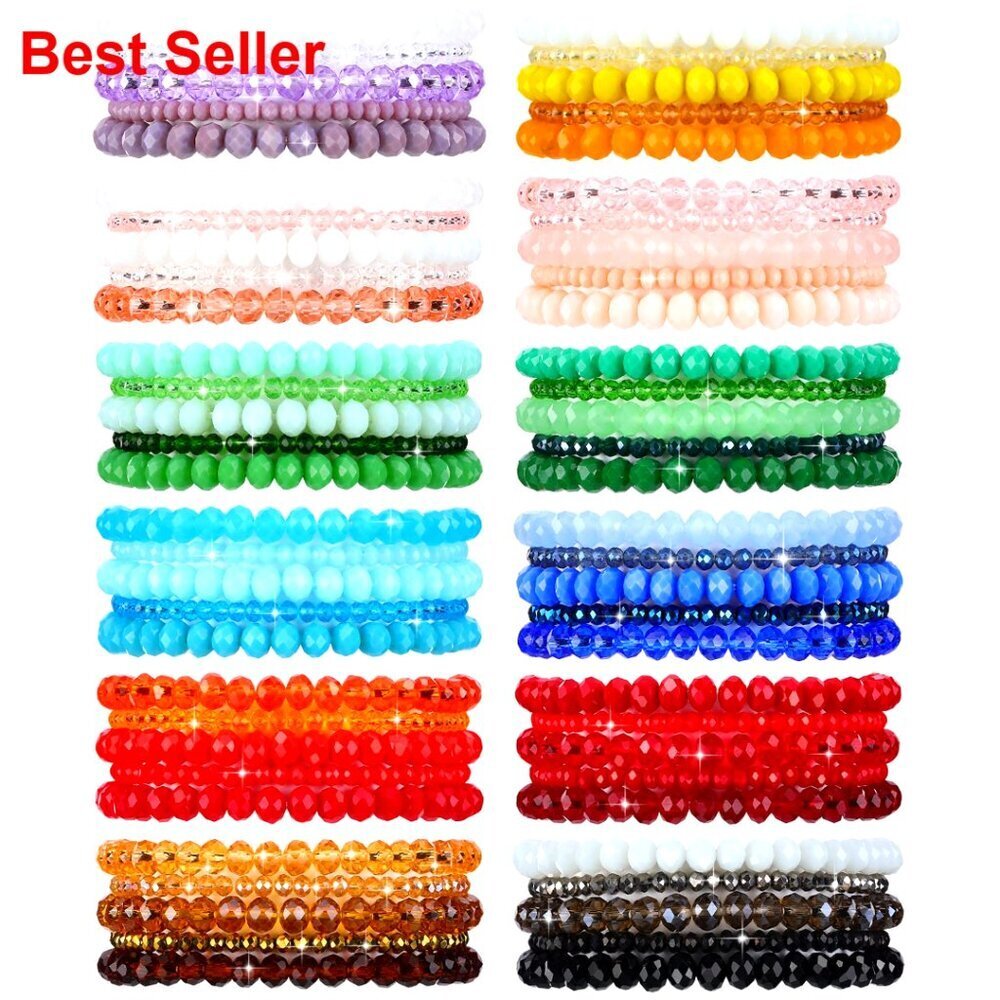 Crystal Beaded Bracelets Bulk Stretch Stackable Statement Slip On
